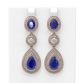 16.02 ctw Sapphire & Diamond Earrings 18K Rose Gold