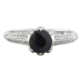 Sapphire Diamond Ring 14K White Gold