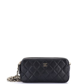 Chanel Double Zip Clutch with Chain