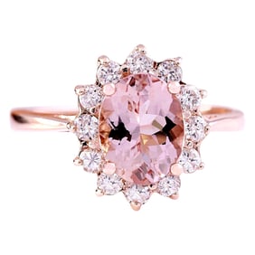 Natural Morganite Diamond Ring In 14