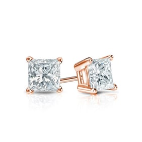 Natural 0.50 CTW Diamond Stud Earrings 18K Rose Gold