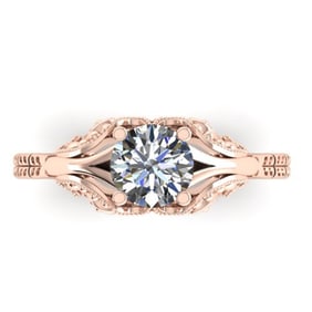 1 ctw Solitaire Certified VS/SI Diamond Ring Art Deco 14k Rose Gold