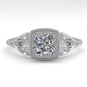 0.50 ctw Certified VS/SI Cushion Diamond Engagment Ring 18k White Gold