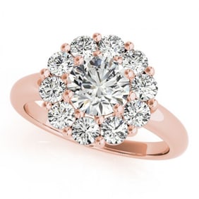 1.38 ctw Certified VS/SI Diamond Halo Ring 18k Rose Gold