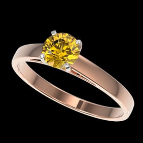 0.75 ctw Certified Intense Yellow Diamond Engagment Ring 10k Rose Gold
