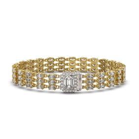 19.48 ctw Emerald Cut & Oval Diamond Bracelet 18K Yellow Gold