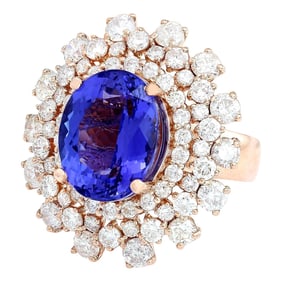 Natural Tanzanite Diamond Ring In 14
