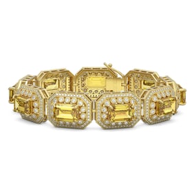 49.68 ctw Canary Citrine & Diamond Victorian Bracelet 14K Yellow Gold