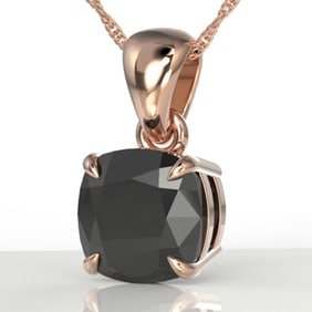 3 ctw Cushion Cut Black Diamond Designer Necklace 14k Rose Gold