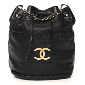 Chanel Lambskin Diamond Stitched CC Drawstring