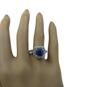Natural Tanzanite Diamond Ring in 14