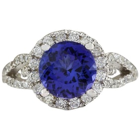 Natural Tanzanite 14 Karat White Gold