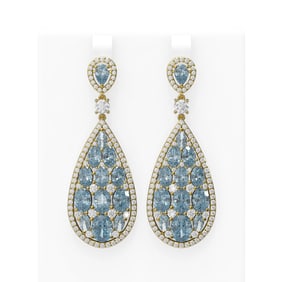 21.57 ctw Aquamarine & Diamond Earrings 18K Yellow Gold