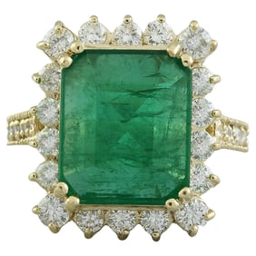 Natural Emerald 14 Karat Solid Yellow