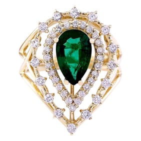 Natural Emerald 14 Karat Yellow Gold