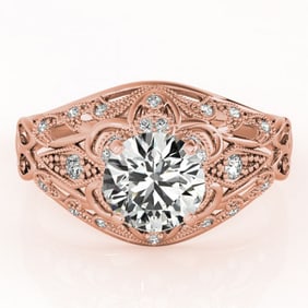 1.36 ctw Certified VS/SI Diamond Antique Ring 18k Rose Gold
