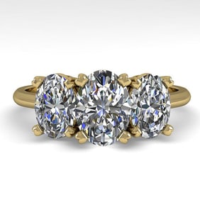 2.0 ctw Oval Cut VS/SI Diamond 3 Stone Designer Ring 18k Yellow Gold