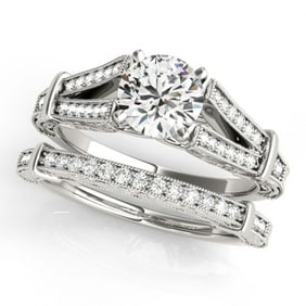 1.41 ctw Certified VS/SI Diamond 2pc Wedding Set Antique 14k White Gold