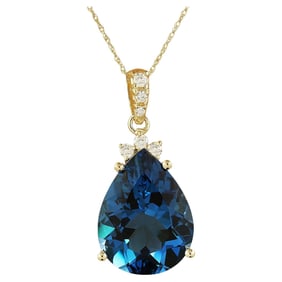 Natural Topaz Diamond Necklace in 14