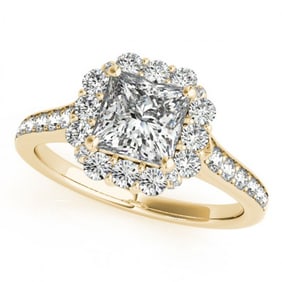 1.5 ctw Certified VS/SI Princess Diamond Halo Ring 18k Yellow Gold
