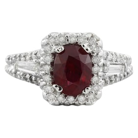 Natural Ruby Diamond Ring In 14