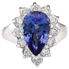 Natural Tanzanite Diamond Ring In 14