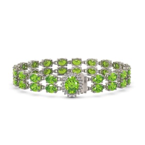 26.52 ctw Peridot & Diamond Bracelet 14K White Gold