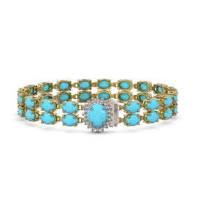 21.22 ctw Turquoise & Diamond Bracelet 14K Yellow Gold