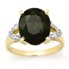 6.58 ctw Blue Sapphire & Diamond Ring 10k Yellow Gold