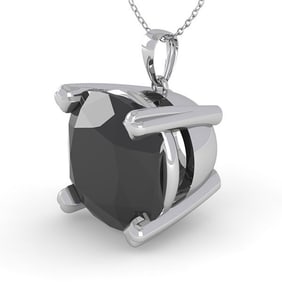 6.0 ctw Cushion Black Diamond Designer Necklace 18k White Gold