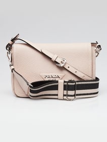 Prada Pink Pebbled Leather Small Flou