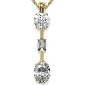 1.75 ctw Oval Cut Diamond Designer Necklace 18K Yellow Gold
