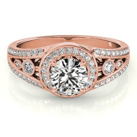 1.15 ctw Certified VS/SI Diamond Halo Ring 18k Rose Gold
