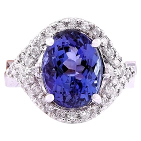 Tanzanite Diamond Ring 14K White Gold