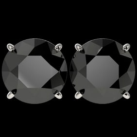 5 ctw Fancy Black Diamond Solitaire Stud Earrings 10k White Gold