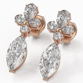 2.75 ctw Marquise Cut Diamond Designer Earrings 18K Rose Gold