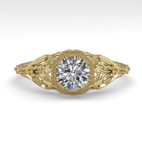 0.50 ctw VS/SI Diamond Engagment Ring Art Deco 18k Yellow Gold