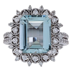 Natural Aquamarine 14 Karat White Gold
