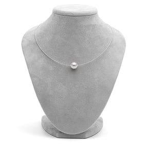 White South Sea Round Pearl Solitaire Fixed Omega Necklace