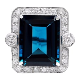 Natural Topaz Diamond Ring In 14