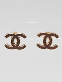 Chanel Goldtone Metal Leather CC Stud