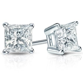 Natural 3.00 CTW Diamond Stud Earrings 14K White Gold
