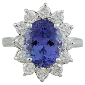 Tanzanite Diamond Ring 14K White Gold