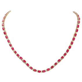 Ruby Diamond Necklace 14K Yellow Gold