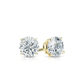 Natural 0.40 CTW Diamond Stud Earrings 18K Yellow Gold