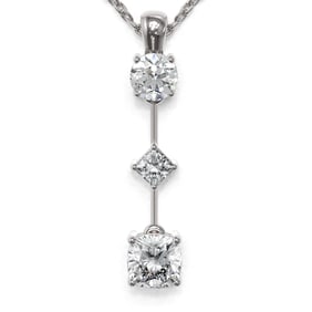 0.9 ctw Cushion Cut Diamond Designer Necklace 18K White Gold
