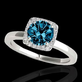 1.15 ctw SI Certified Fancy Blue Diamond Halo Ring 10k White Gold