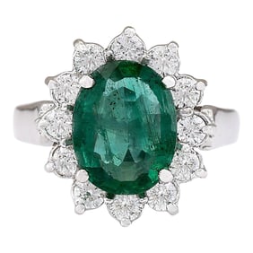 Emerald Diamond Ring In 14 Karat