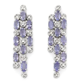 4.33 ctw Tanzanite & Diamond Earrings 14k White Gold