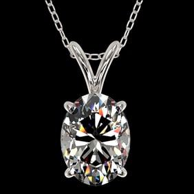 1.25 ctw Certified VS/SI Quality Oval Diamond Necklace 10k White Gold